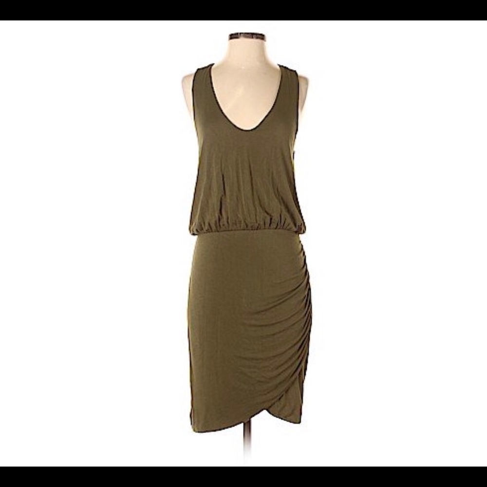 Banana Republic Ruched Racerback Dress in Army